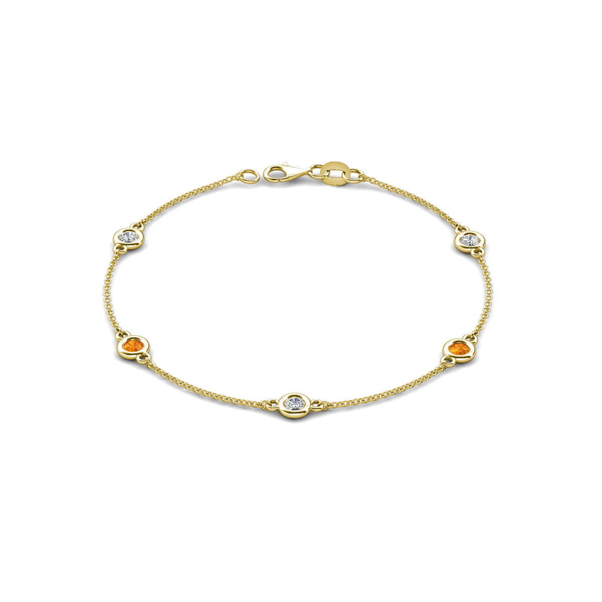 Aizza 1.15 ctw Citrine and Lab Grown Diamond (4 mm) Station Bracelet 